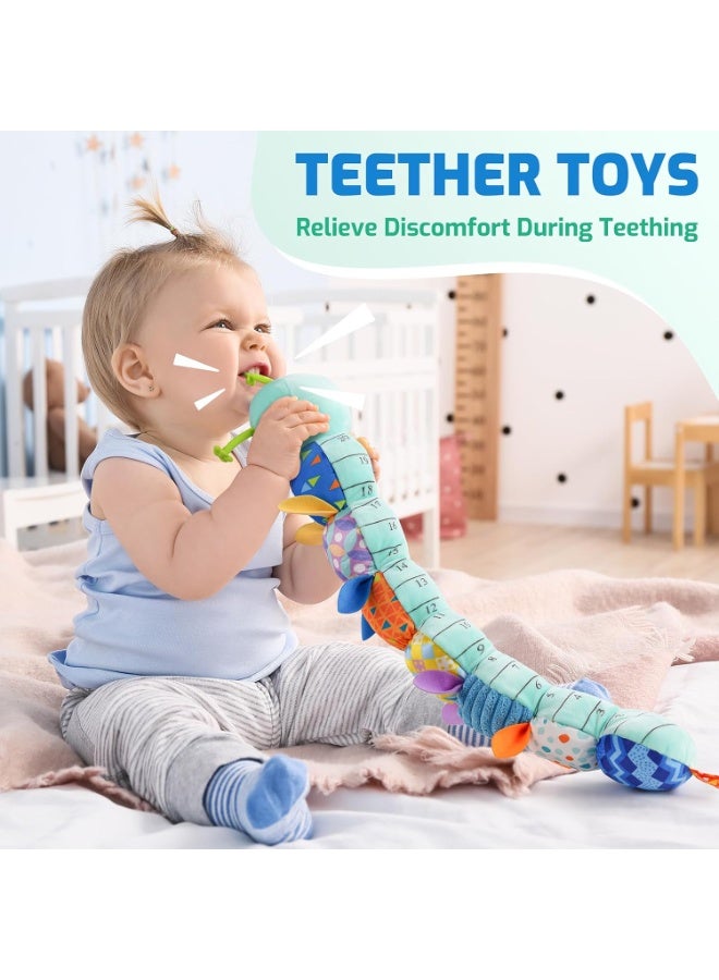 Musical , Stuffed Animal Activity Soft Toys with Teether,Multi-Sensory Crinkle, Rattle and Textures, for Tummy Time Baby Toys 0 to 12 Months Boys,Girls,(Blue) - Image 5